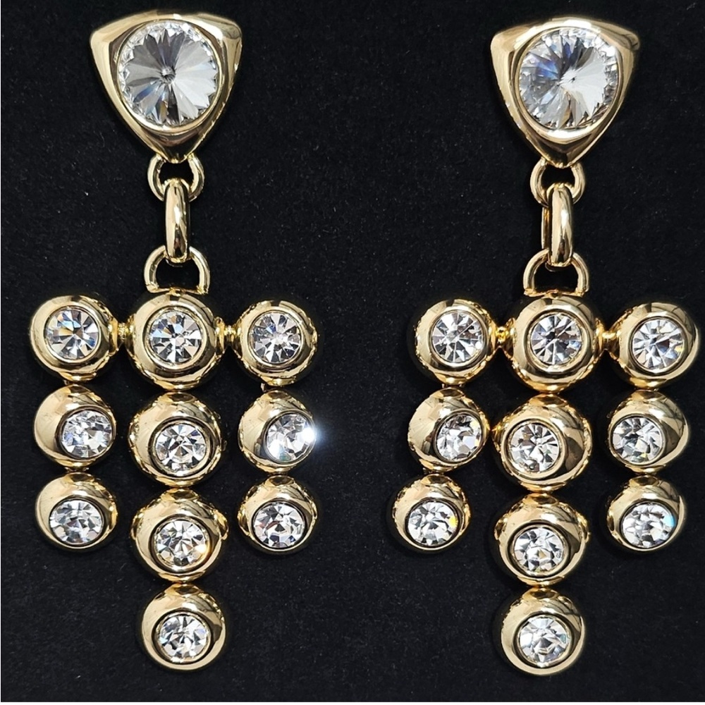 AREA Gold Crystal Chandelier Earrings - Picture 5 of 11